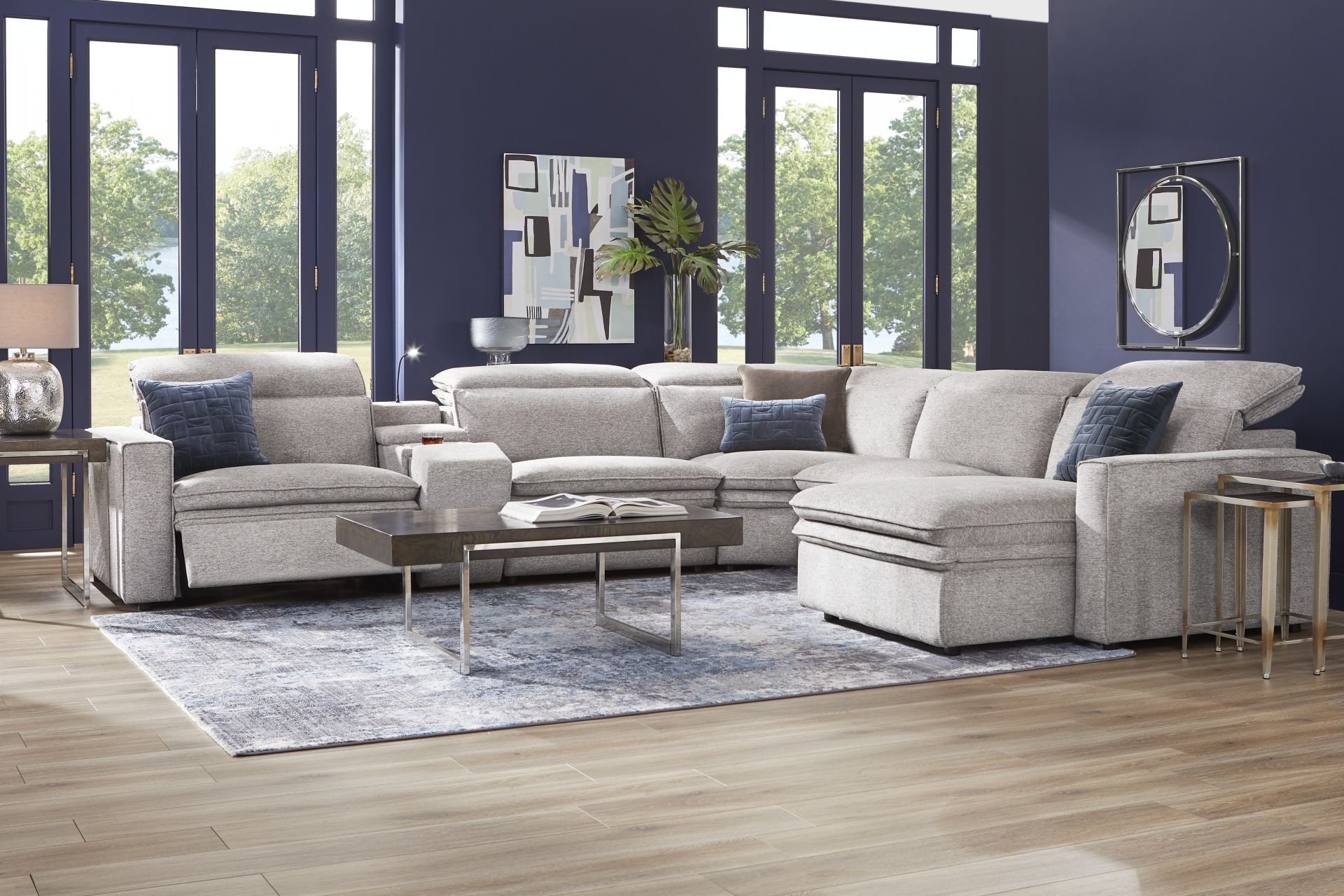 Salvator Street Gray 6 Pc Dual Power Reclining Sectional - Image 2