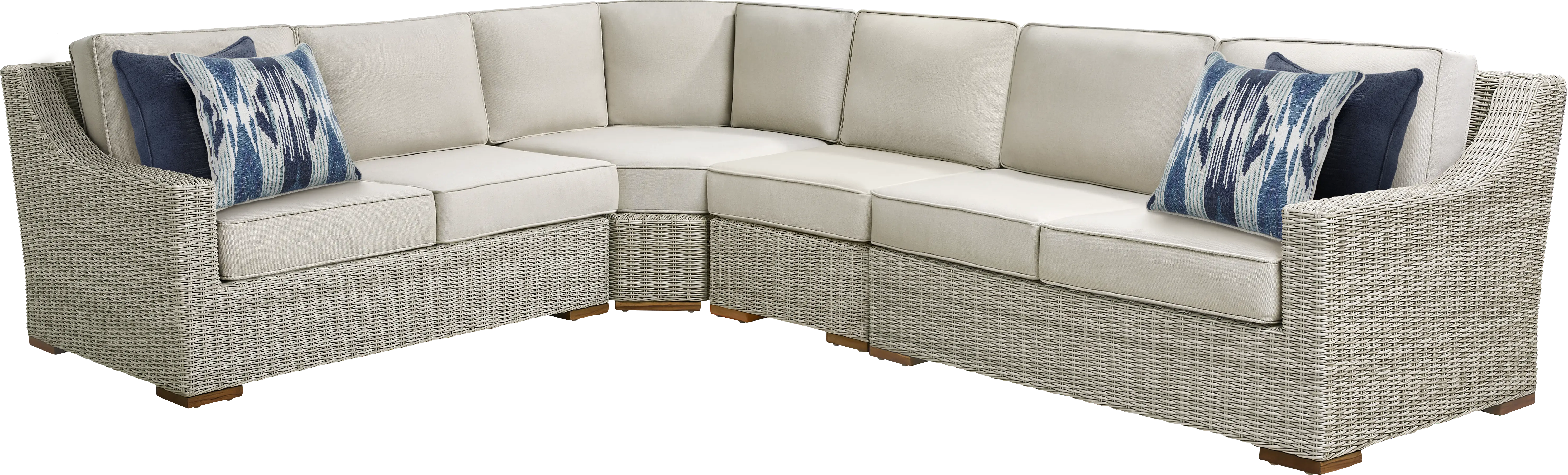 Patmos Gray 4 Pc Outdoor Sectional with Linen Cushions - Thumbnail - Image 1