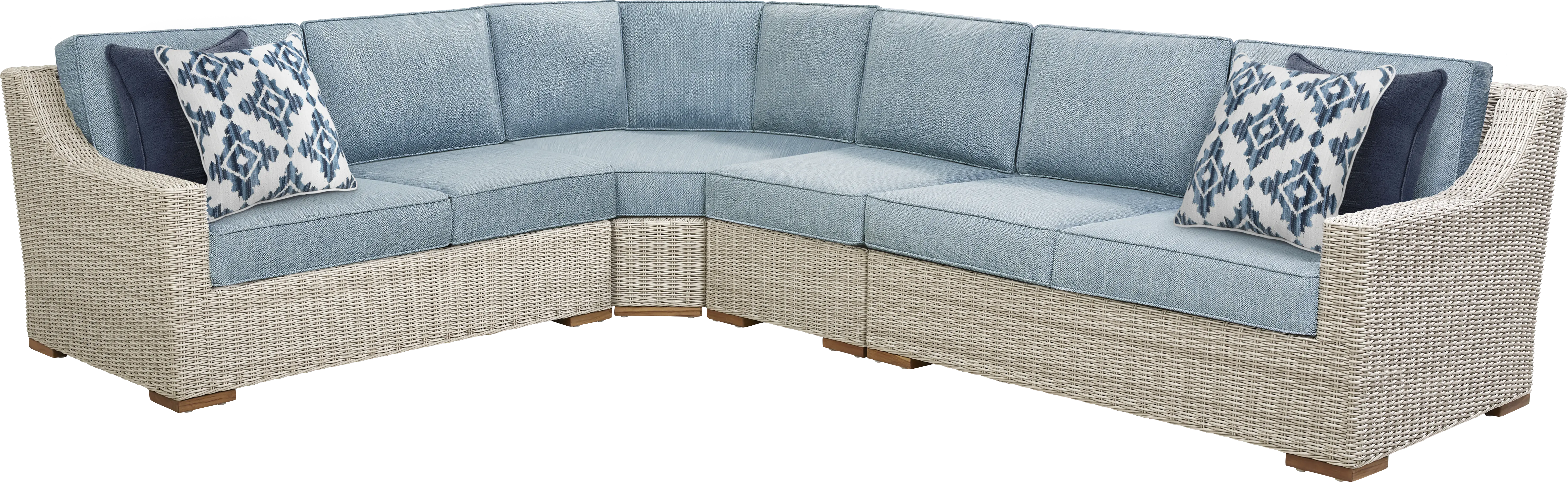 Patmos Gray 4 Pc Outdoor Sectional with Steel Cushions - Thumbnail - Image 1