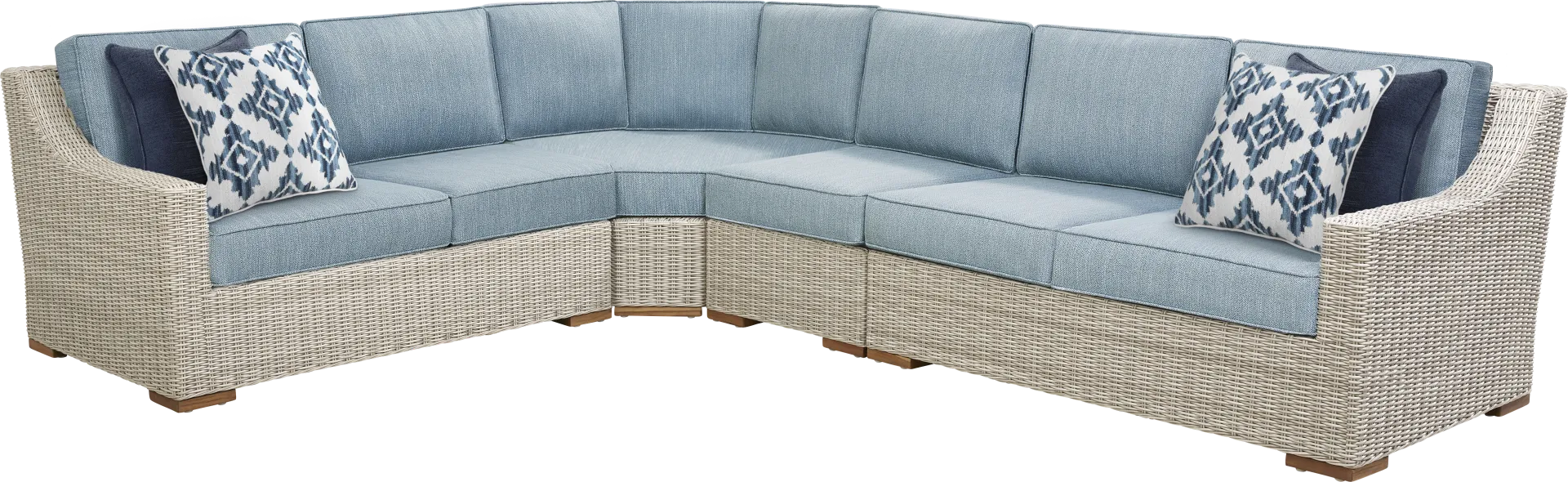 Patmos Gray 4 Pc Outdoor Sectional with Steel Cushions - Image 1