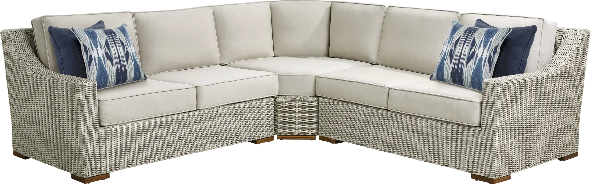 Patmos Gray 3 Pc Outdoor Sectional with Linen Cushions - Image 2