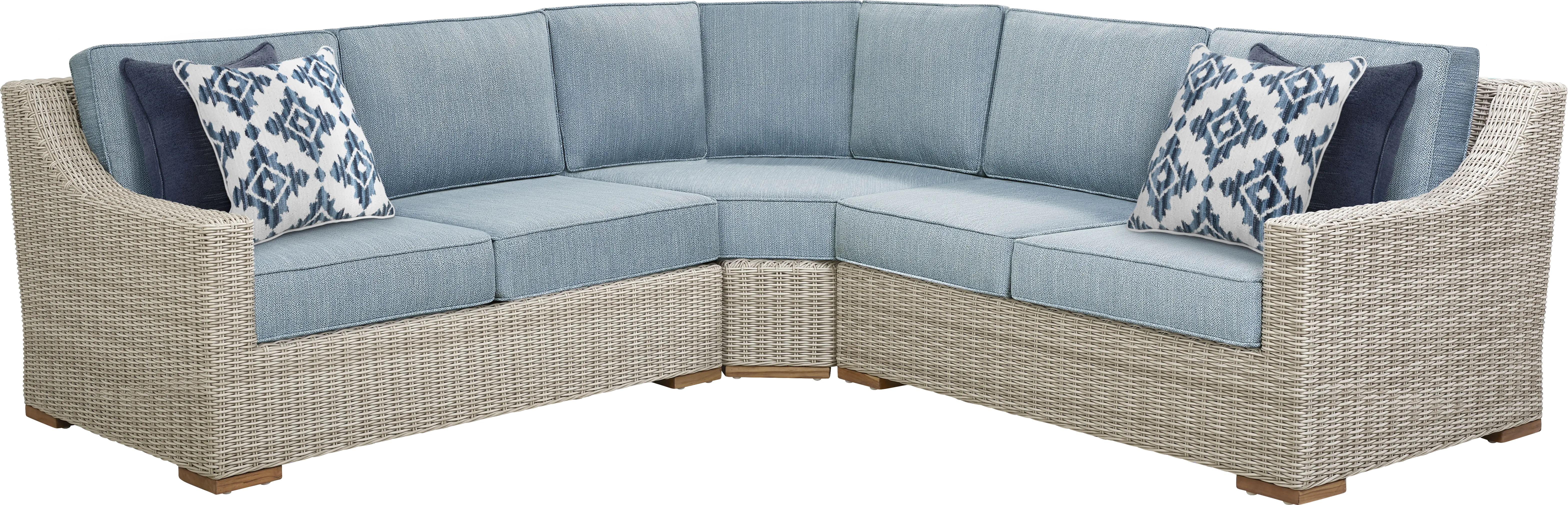 Patmos Gray 3 Pc Outdoor Sectional with Steel Cushions - Thumbnail - Image 1