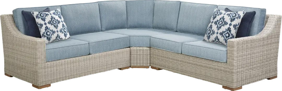 Patmos Gray 3 Pc Outdoor Sectional with Steel Cushions