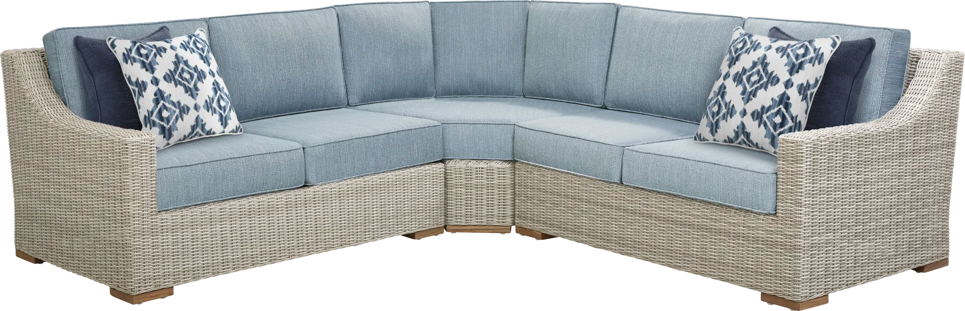 Patmos Gray 3 Pc Outdoor Sectional with Steel Cushions - Image 1