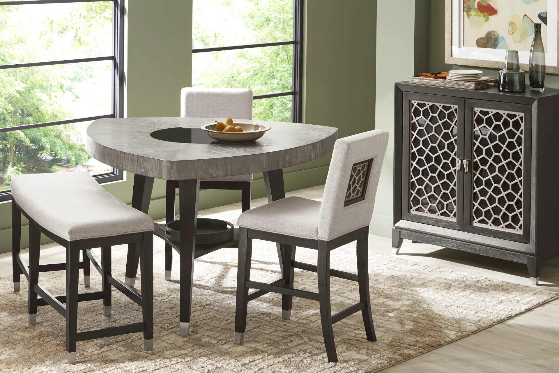 Rosalie Gray Upholstered Counter Height Bench - Image 1
