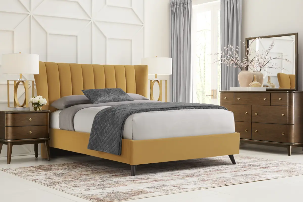 Nanton Park Yellow 3 Pc King Upholstered Bed