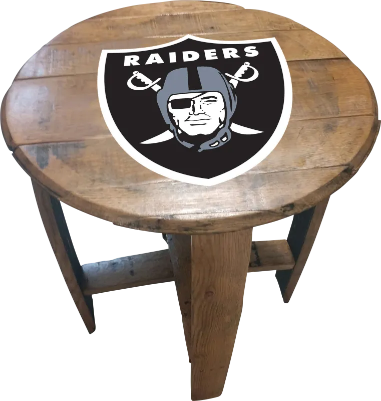 Big Team NFL Las Vegas Raiders Brown End Table