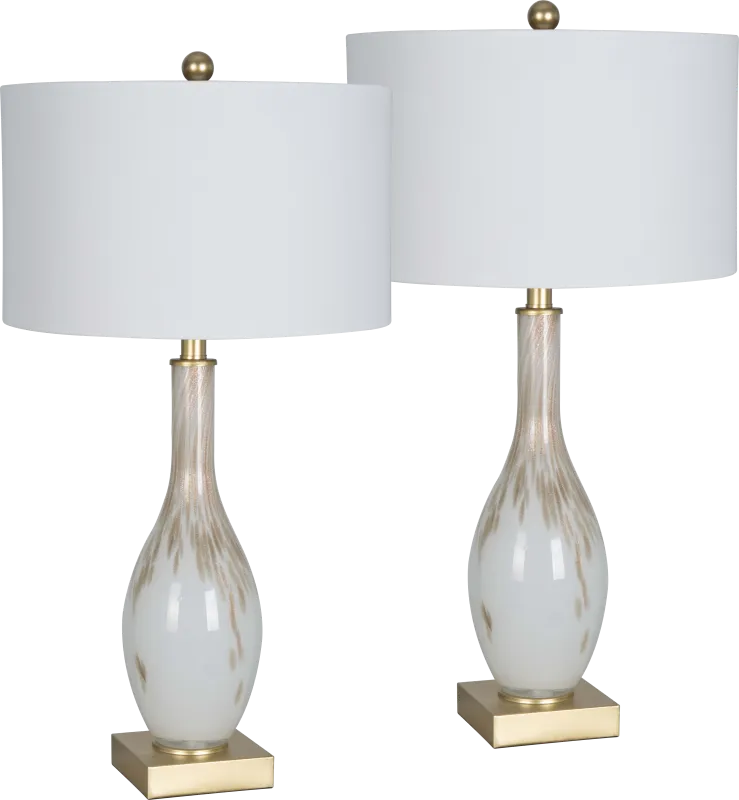 Alamain White Table Lamps, Set of 2