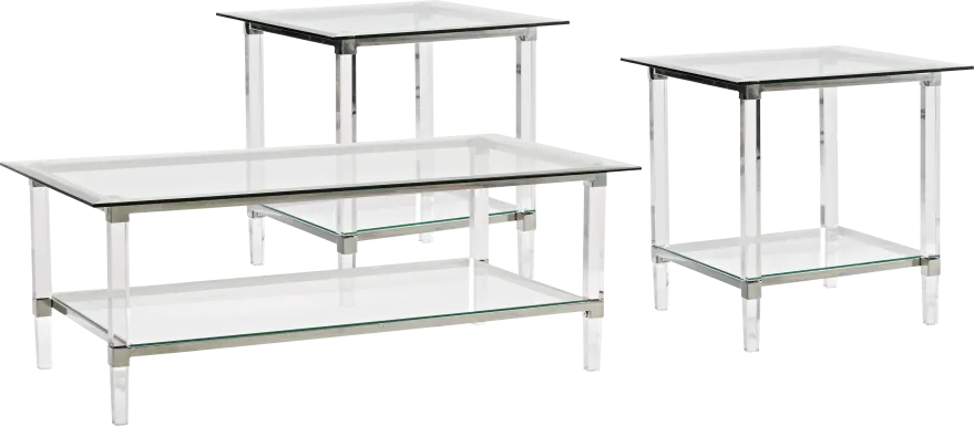 Varna Silver 3 Pc Rectangle Table Set