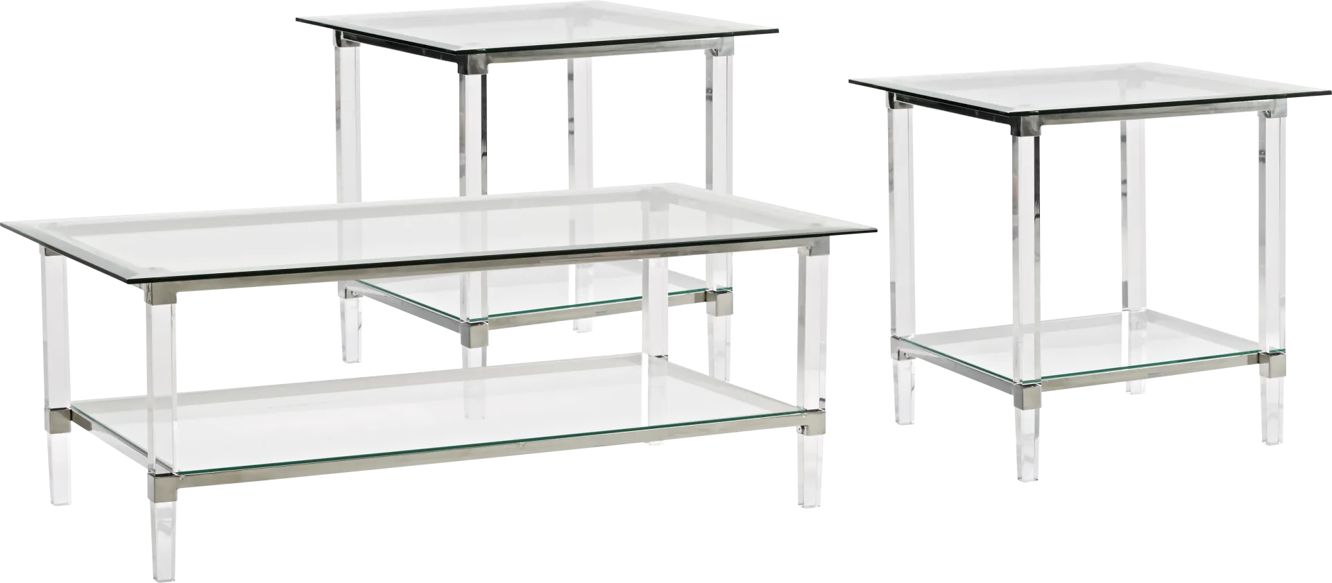 Varna Silver 3 Pc Rectangle Table Set - Image 1