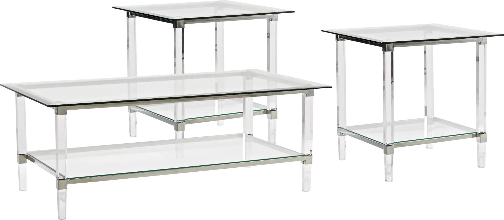 Varna Silver 3 Pc Rectangle Table Set