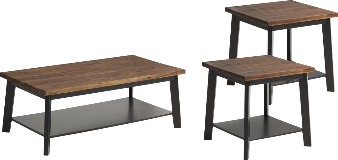 River Lodge Dark Brown 3 Pc Table Set