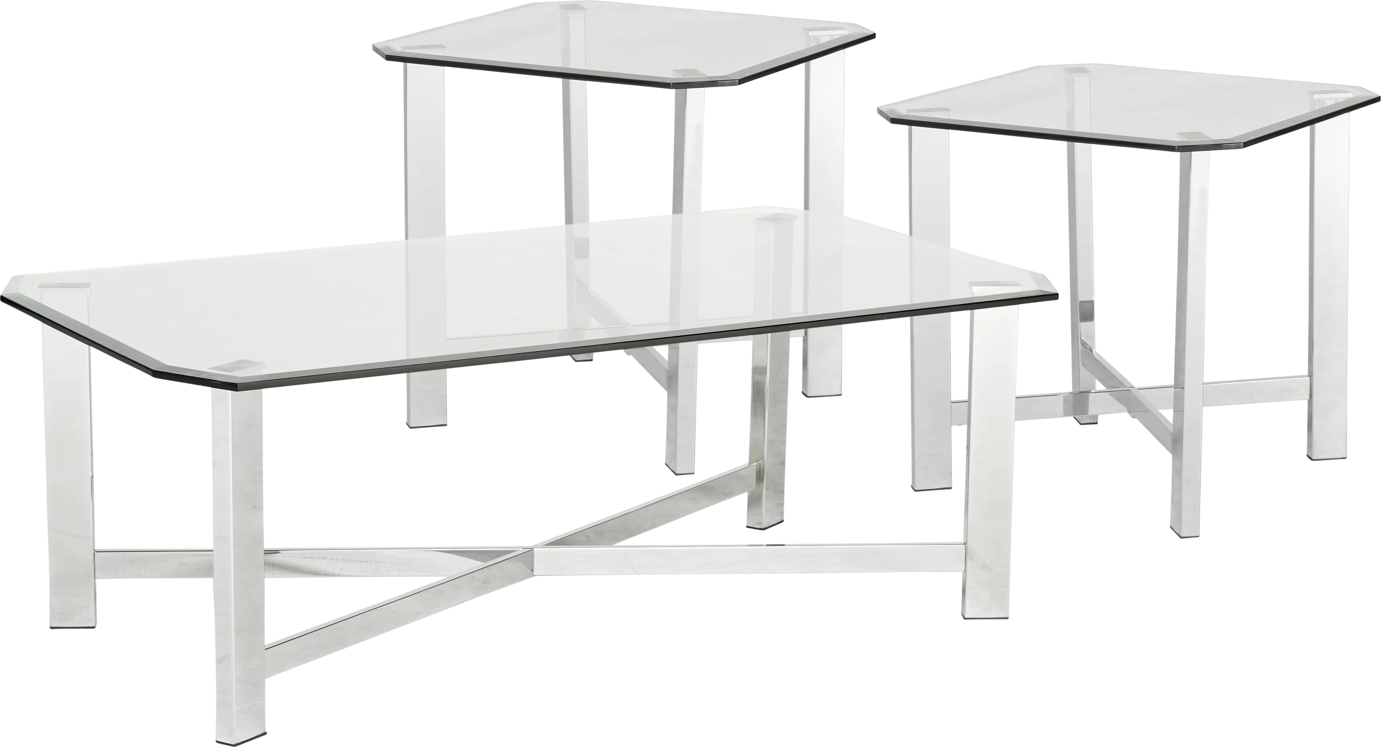 Teagan Chrome 3 Pc Table Set - Thumbnail - Image 1