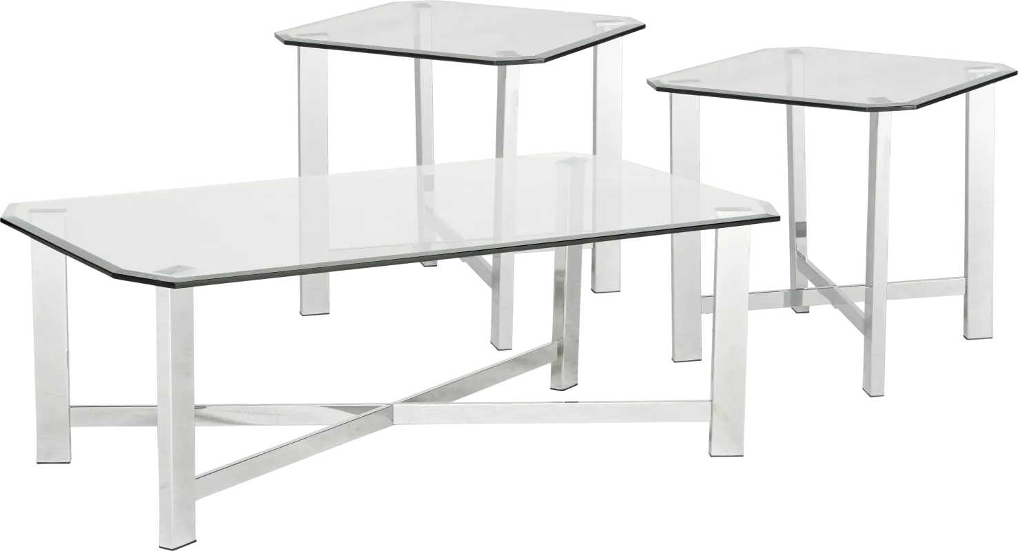 Teagan Silver 3 Pc Table Set