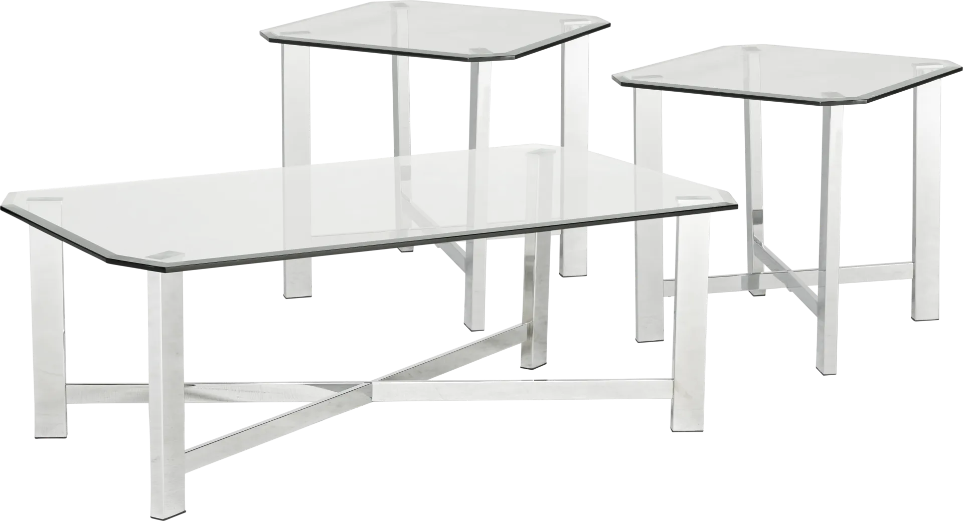 Teagan Chrome 3 Pc Table Set - Image 1