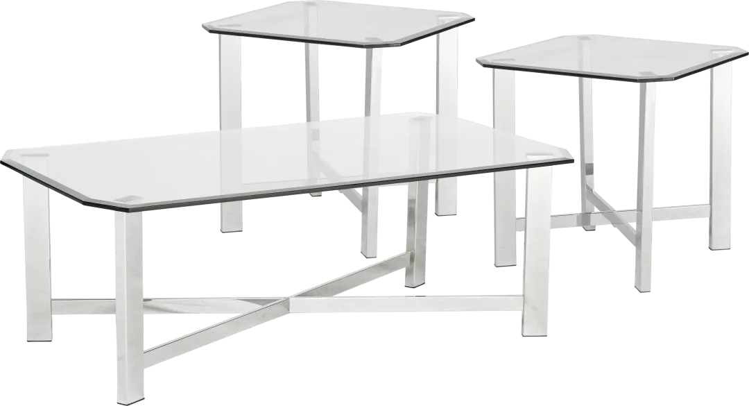 Teagan Silver 3 Pc Table Set