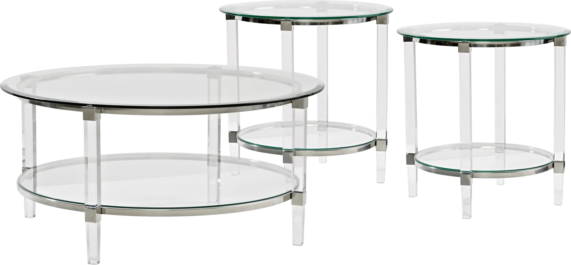 Varna Silver 3 Pc Round Table Set - Image 1