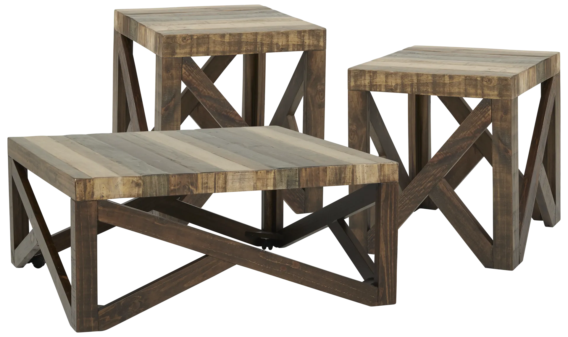 brown 3 pc table set