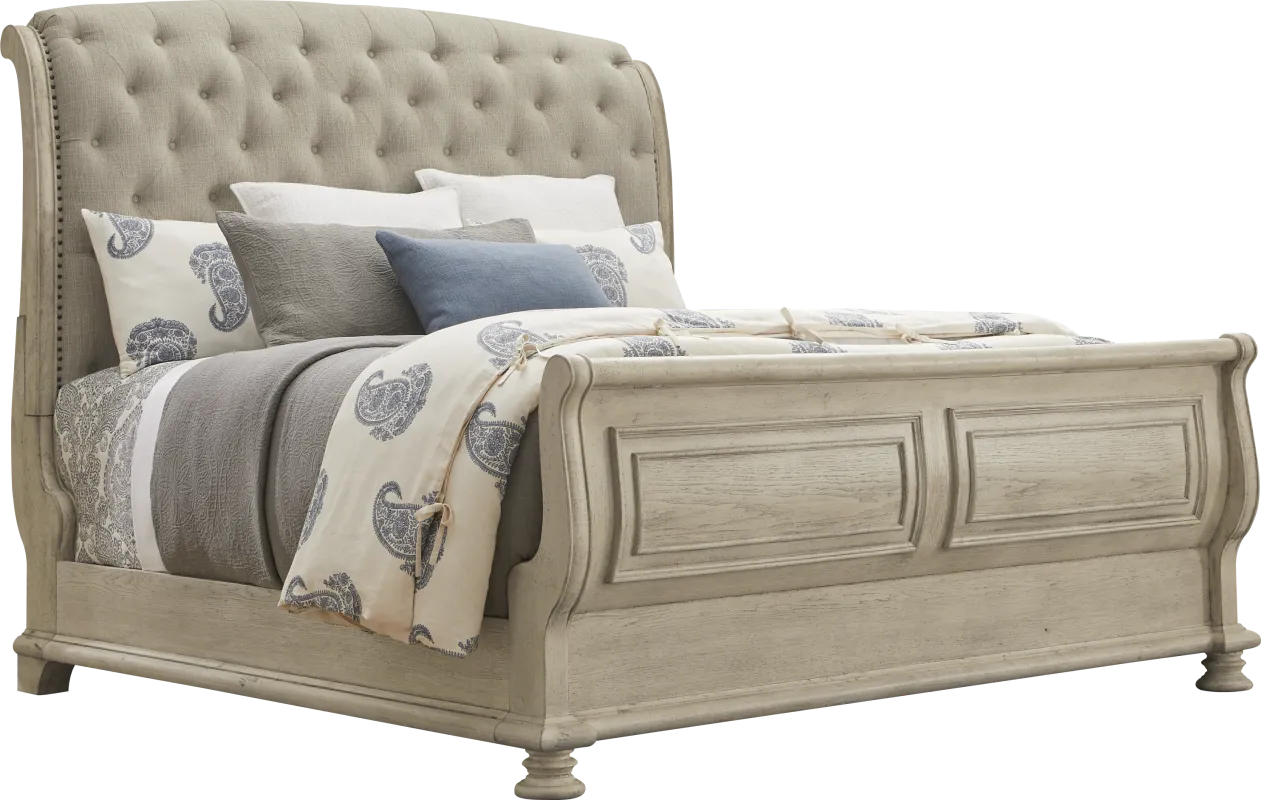 Armitage Off-White 3 Pc Queen Upholstered Bed