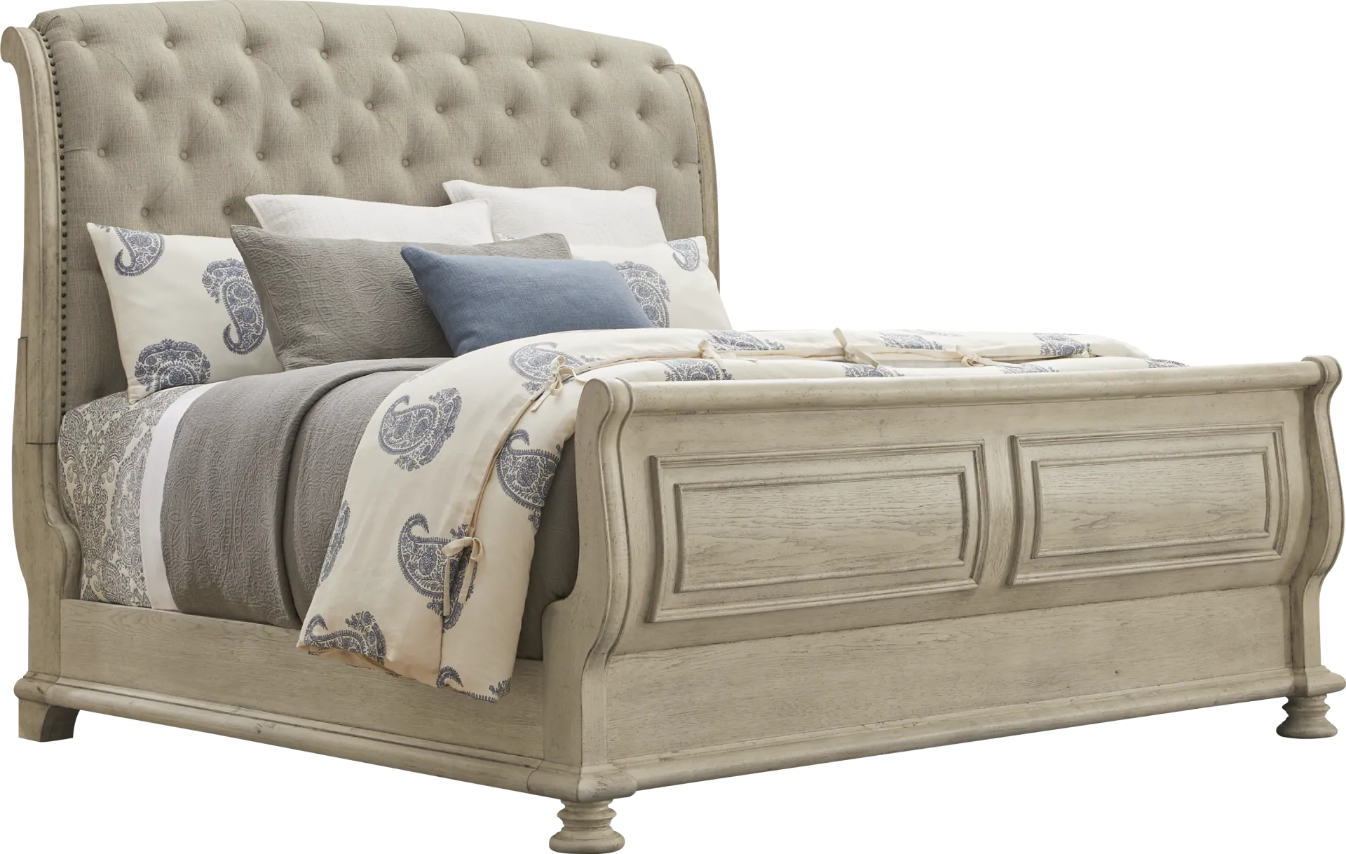 Armitage Off-White 3 Pc King Upholstered Bed - Image 1