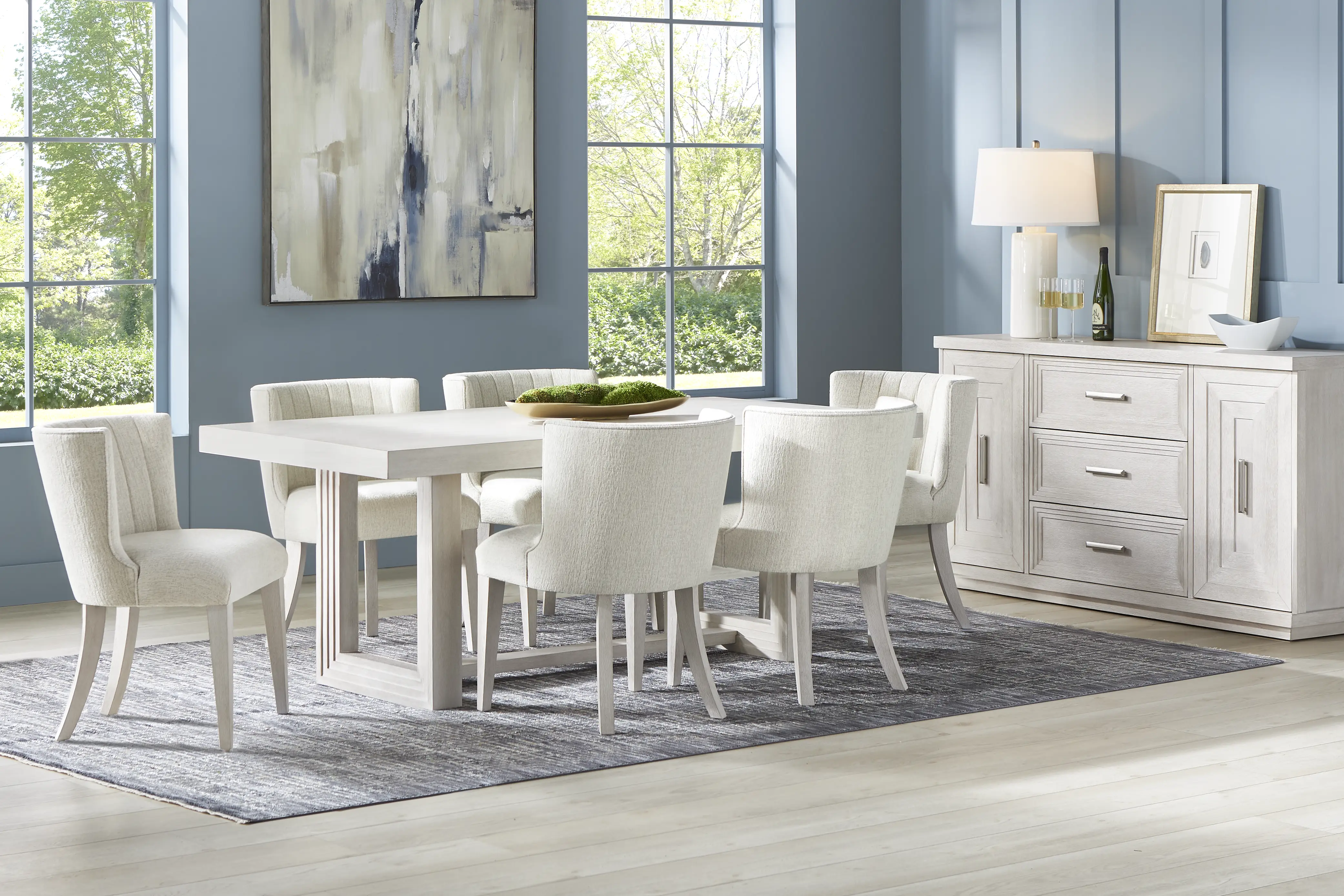 Royal Park Ivory 7 Pc Dining Room with Upholstered Chairs - Thumbnail - Image 1