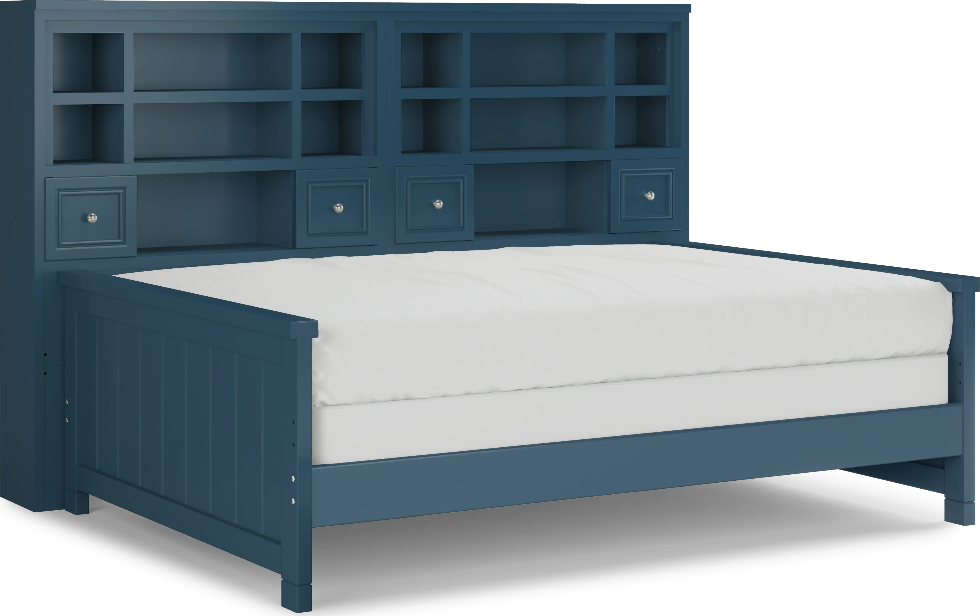 Kids Cottage Colors Navy Full Bookcase Wall Bed - Thumbnail - Image 1