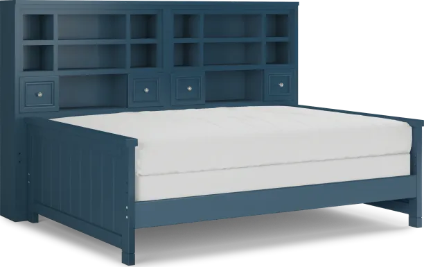 Kids Cottage Colors Navy Full Bookcase Wall Bed