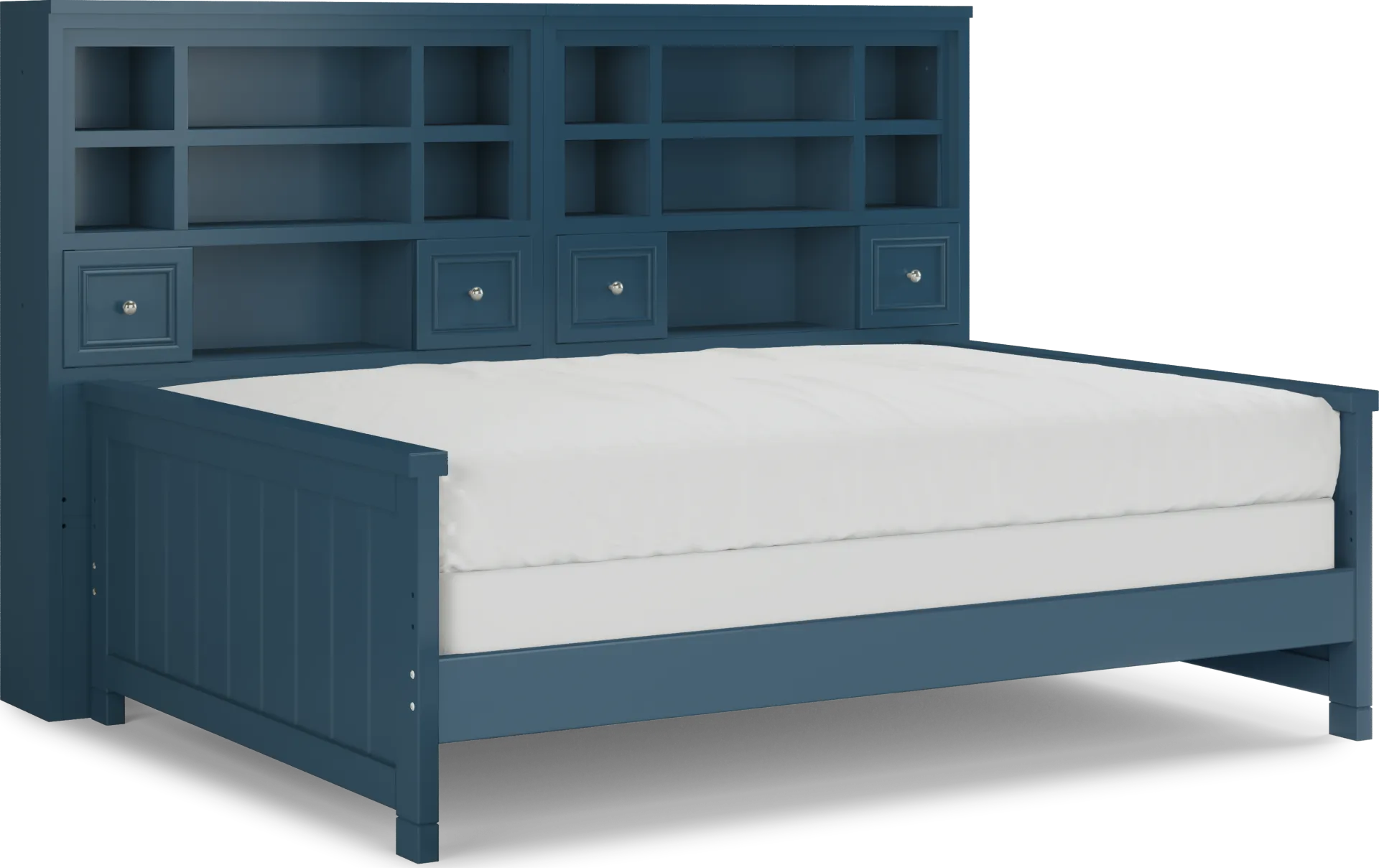 Kids Cottage Colors Navy Full Bookcase Wall Bed - Image 1