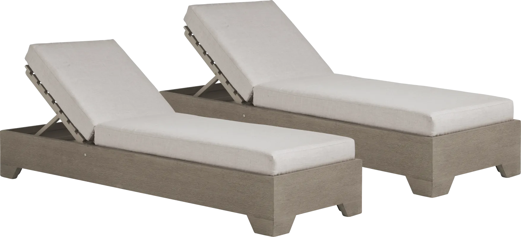 Lake Tahoe Gray Outdoor Chaise with Seagull Cushions, Set of 2
