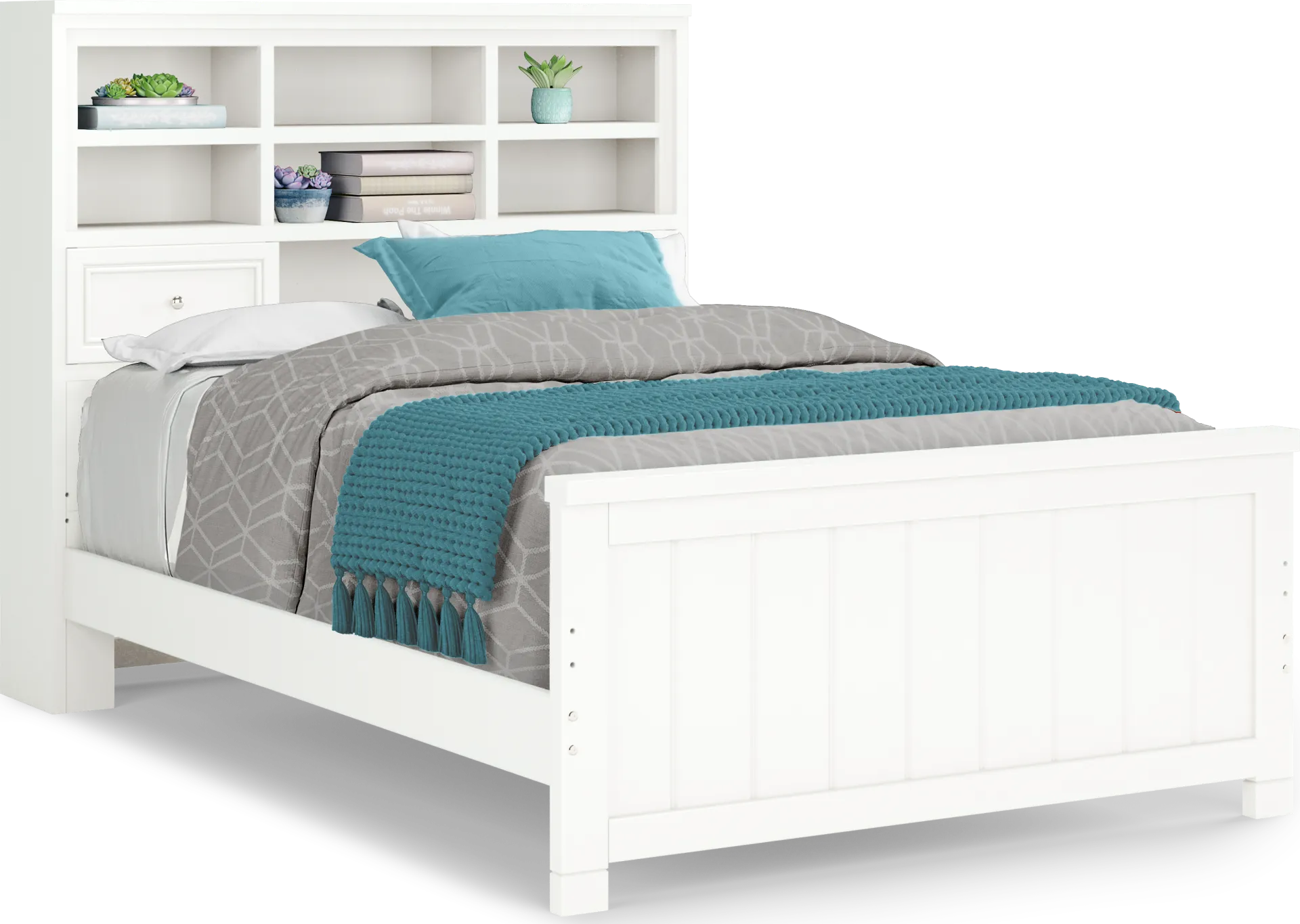 Kids Cottage Colors White Full Bookcase Bedroom - Image 2