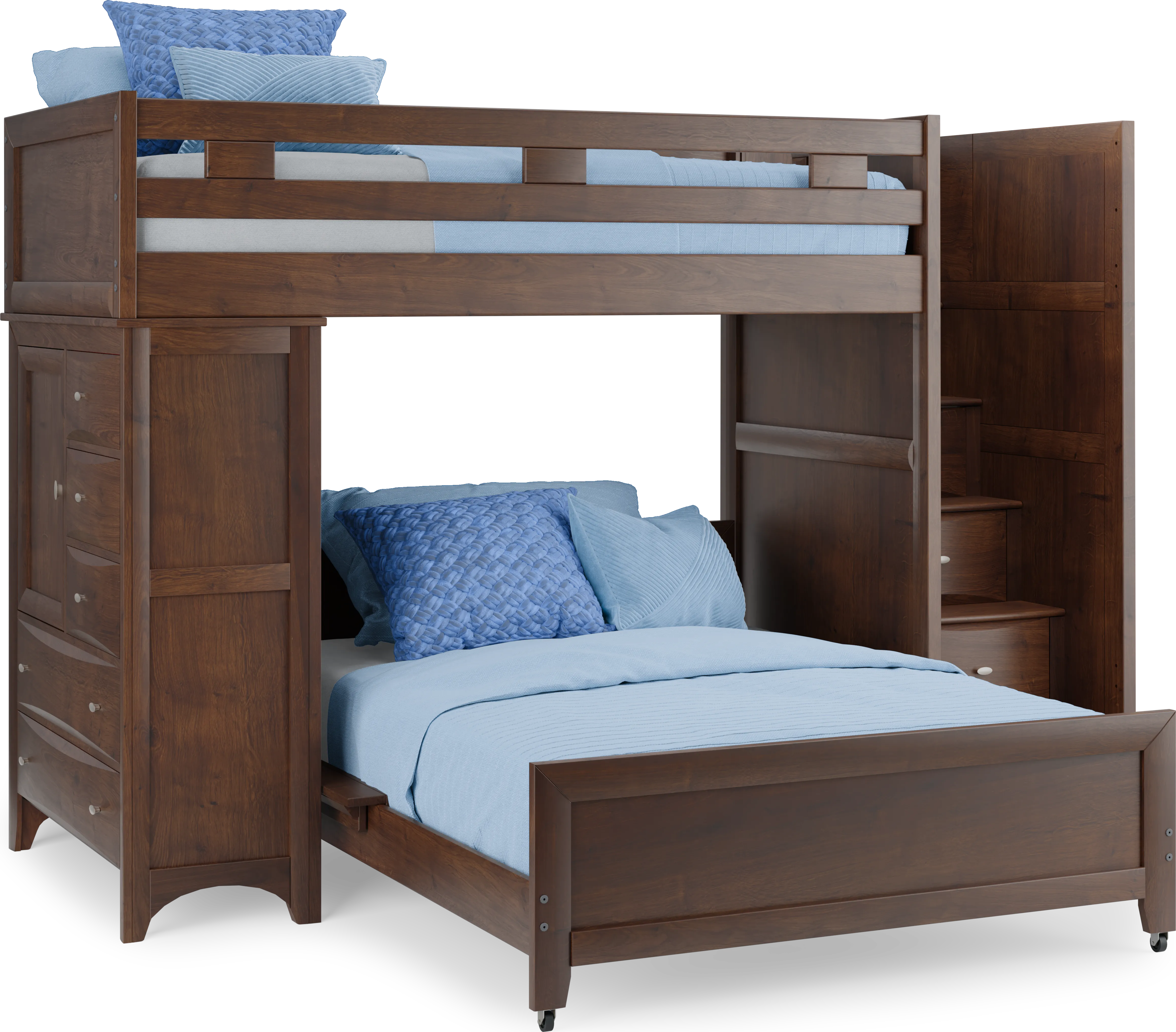 Ivy League 2.0 Walnut Twin/Full Step Loft with Chest - Thumbnail - Image 1