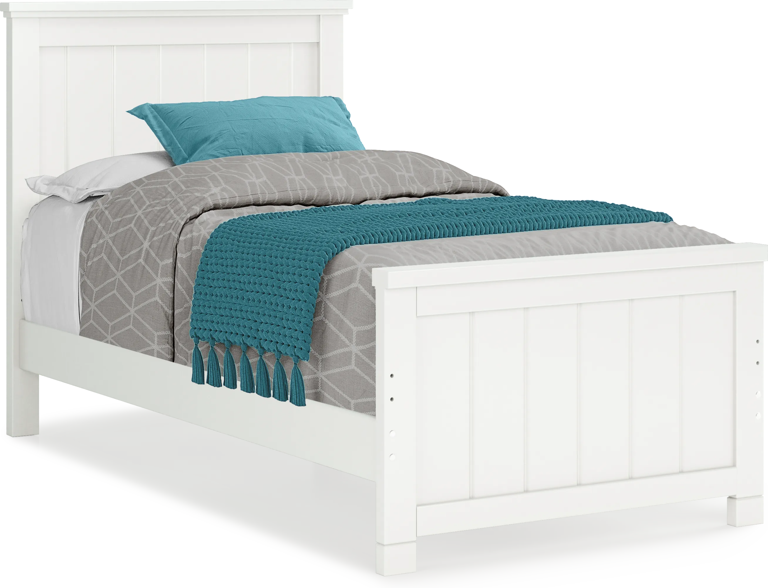 Kids Cottage Colors White Twin Panel Bed - Thumbnail - Image 1