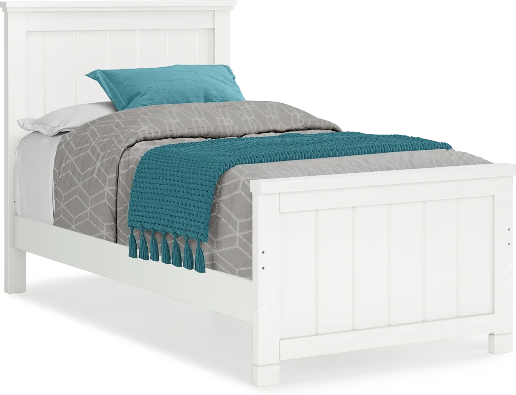 Kids Cottage Colors White Twin Panel Bed