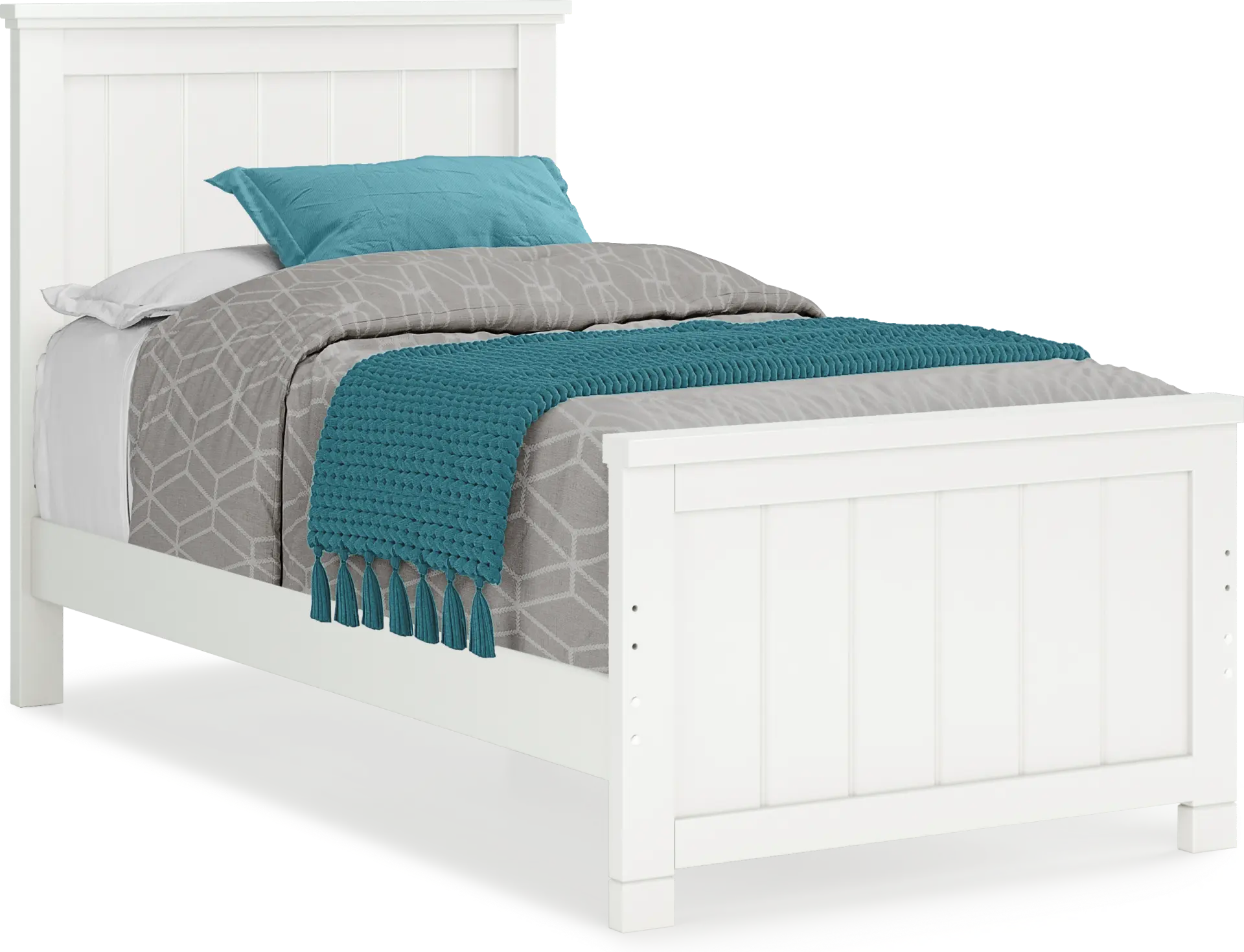 Kids Cottage Colors White Twin Panel Bed