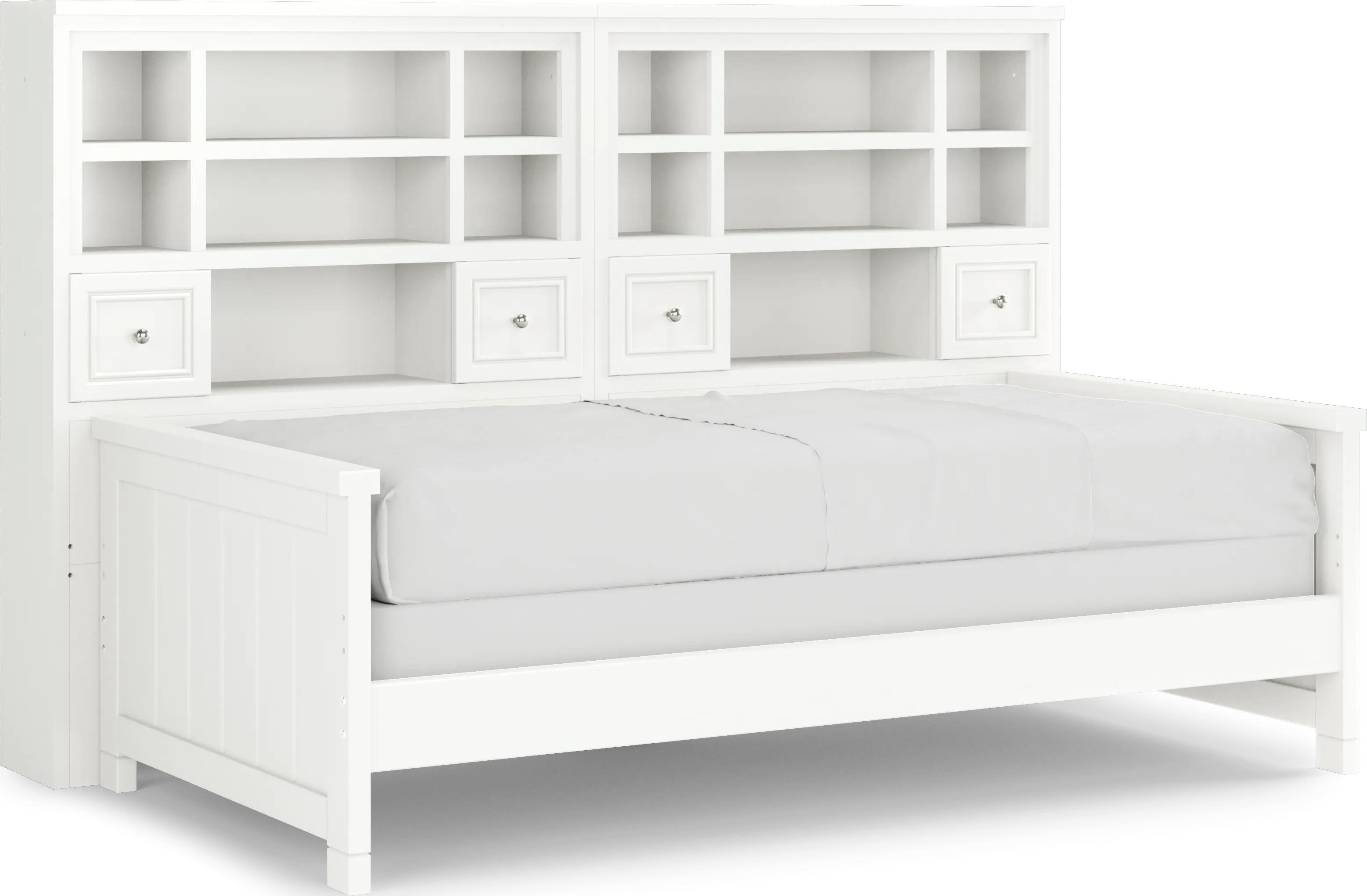 Kids Cottage Colors White Twin Bookcase Wall Bed - Thumbnail - Image 1