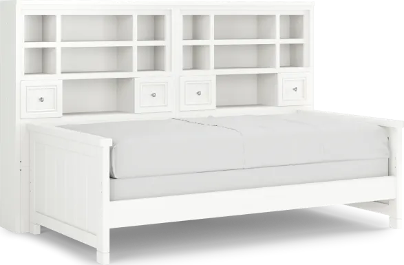 Kids Cottage Colors White Twin Bookcase Wall Bed