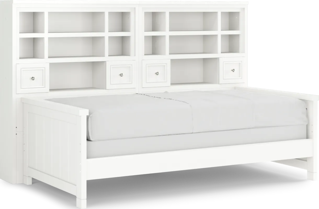 Kids Cottage Colors White Twin Bookcase Wall Bed