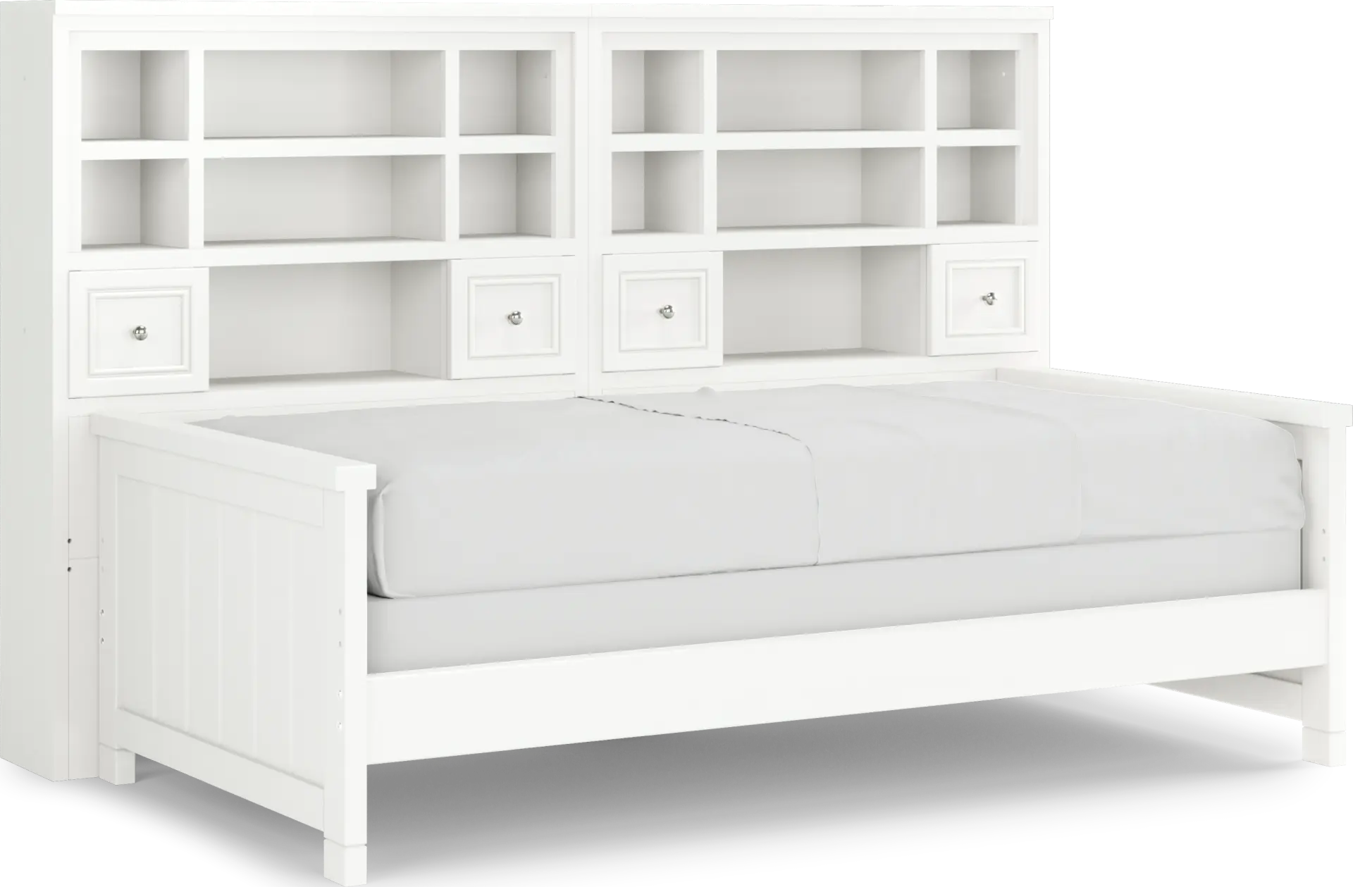 Kids Cottage Colors White Twin Bookcase Wall Bed