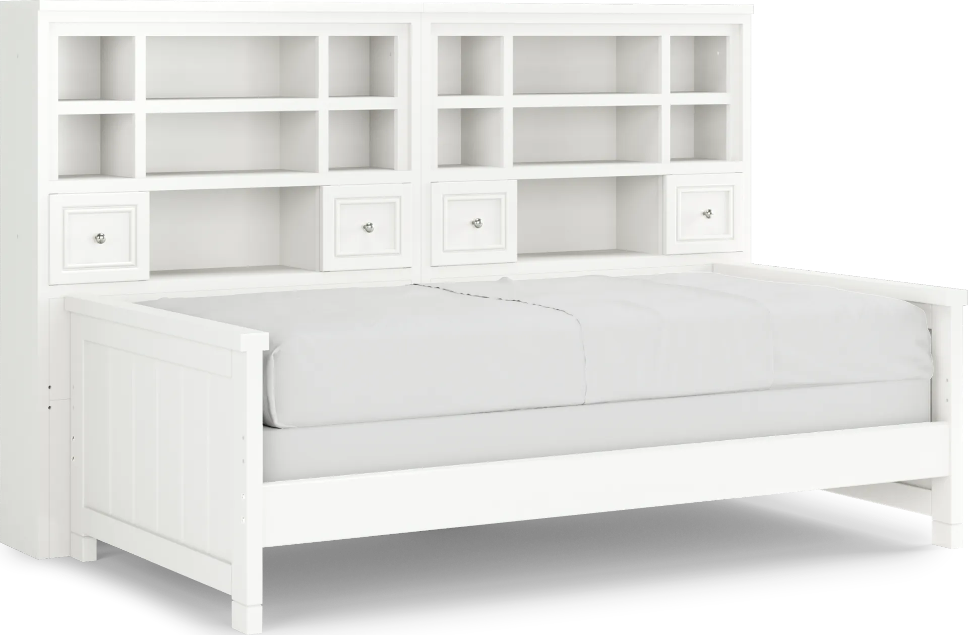 Kids Cottage Colors White Twin Bookcase Wall Bed - Image 1