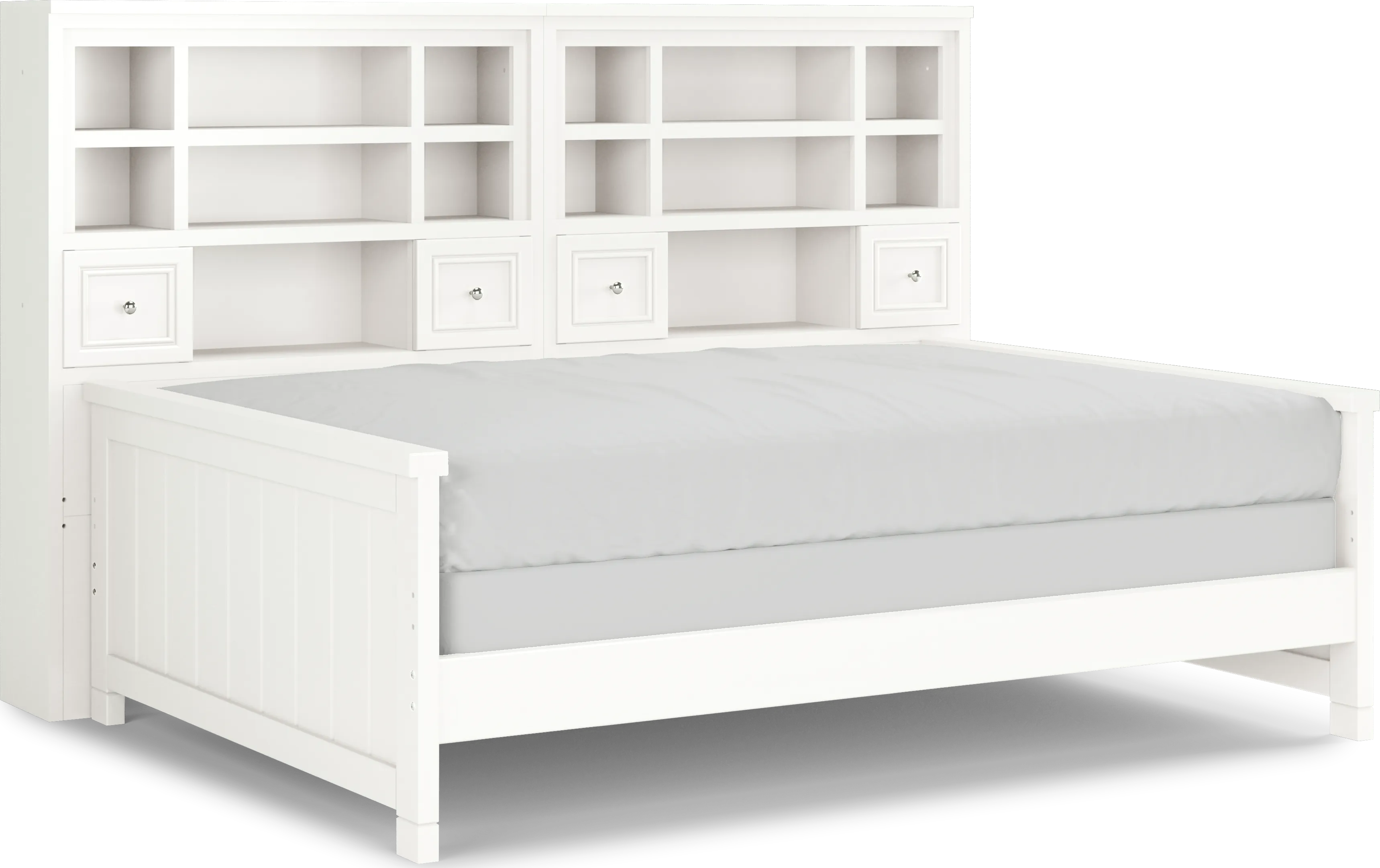 Kids Cottage Colors White Full Bookcase Wall Bed - Thumbnail - Image 1