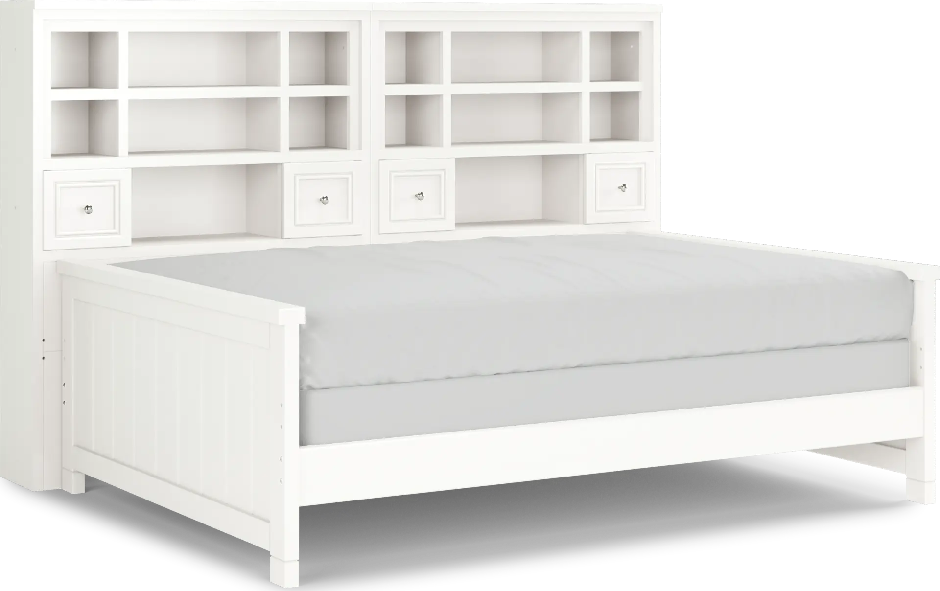 Kids Cottage Colors White Full Bookcase Wall Bed