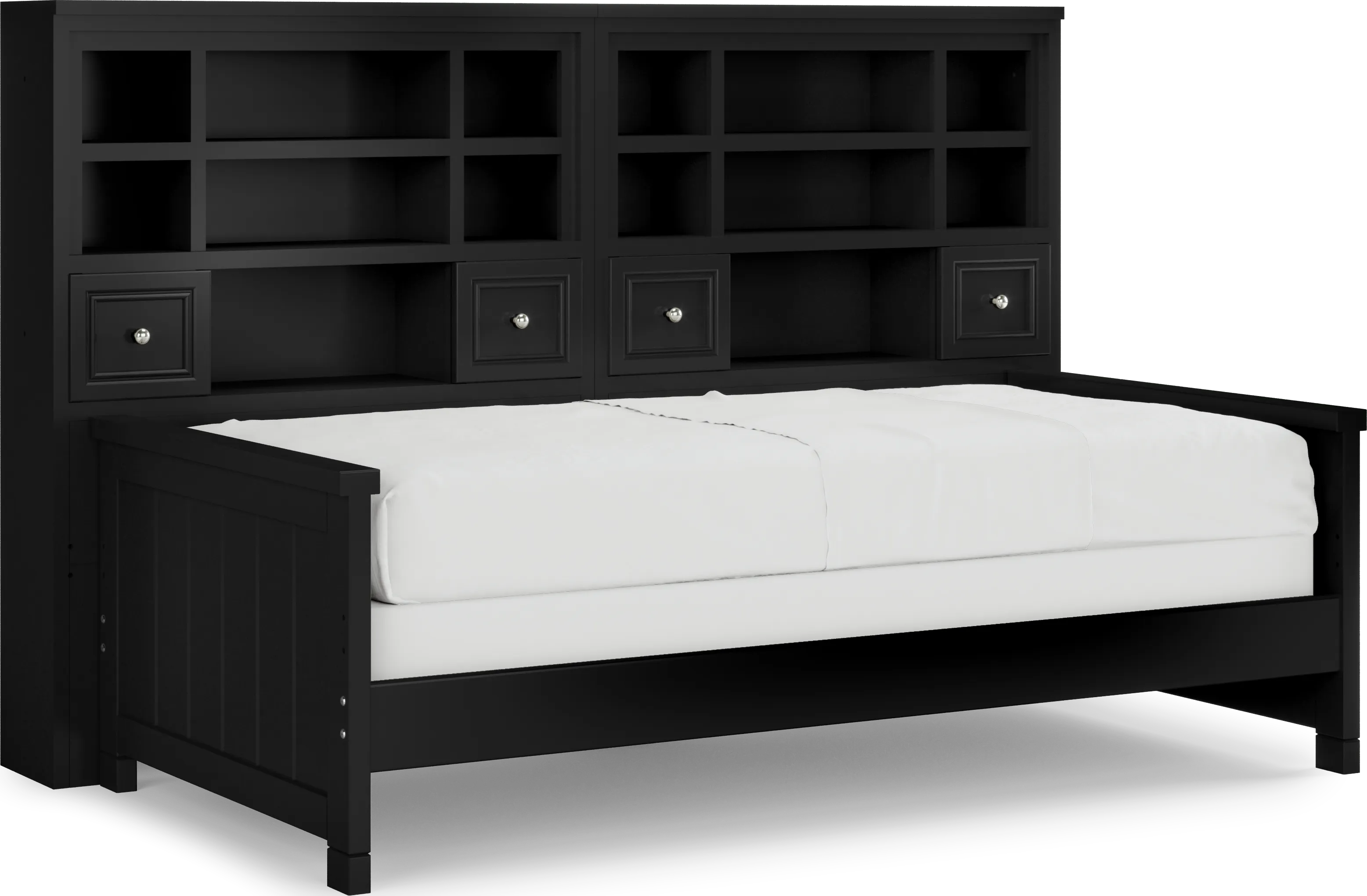 Kids Cottage Colors Black Twin Bookcase Wall Bed - Thumbnail - Image 1