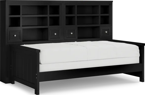 Kids Cottage Colors Black Twin Bookcase Wall Bed