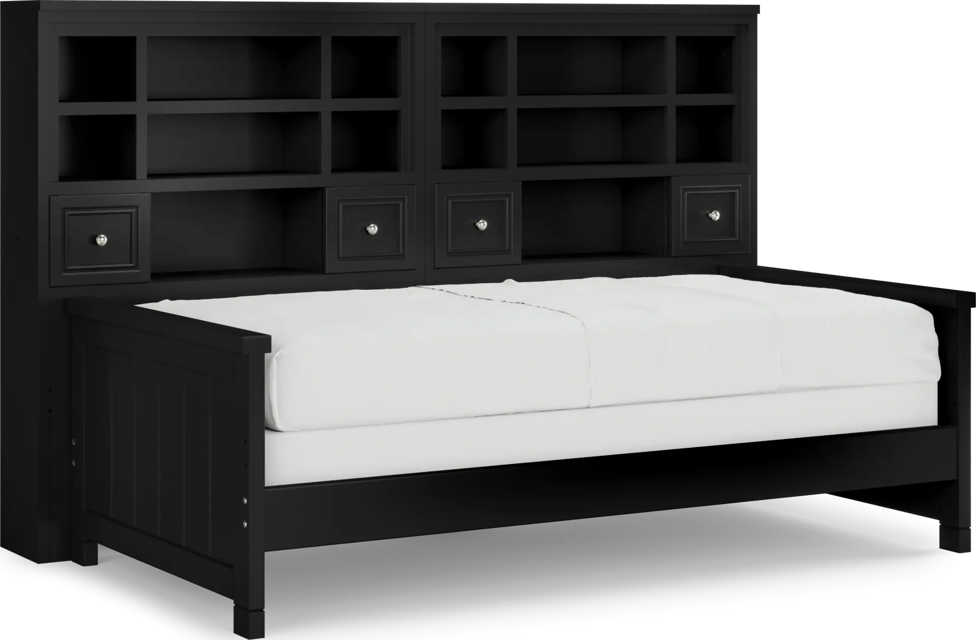 Kids Cottage Colors Black Twin Bookcase Wall Bed