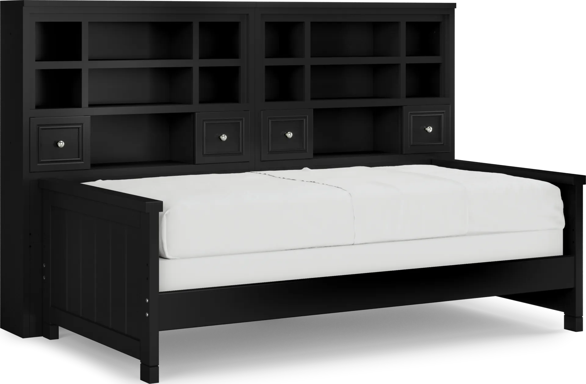 Kids Cottage Colors Black Twin Bookcase Wall Bed - Image 1