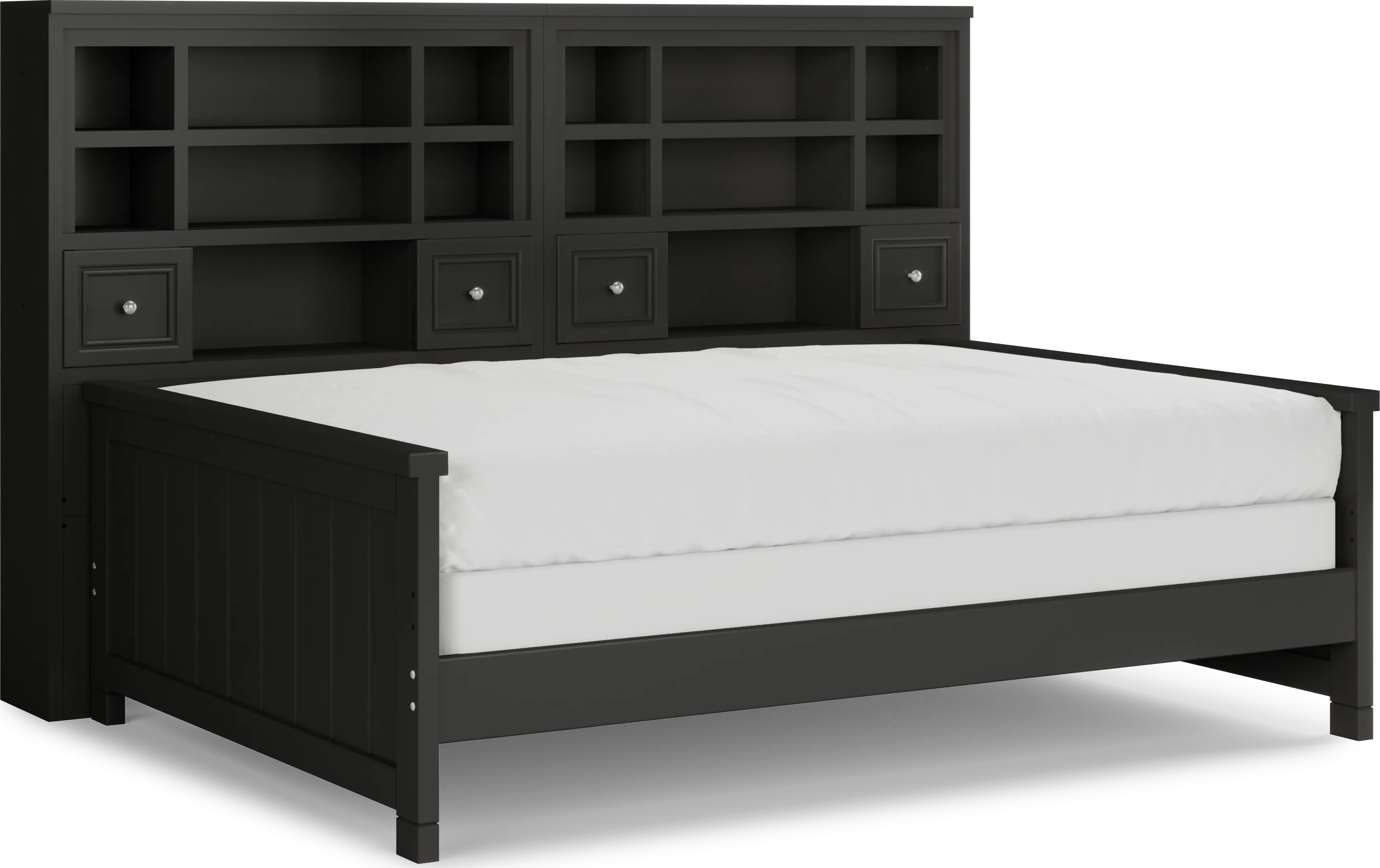 Kids Cottage Colors Black Full Bookcase Wall Bed - Thumbnail - Image 1