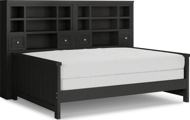 Kids Cottage Colors Black Full Bookcase Wall Bed