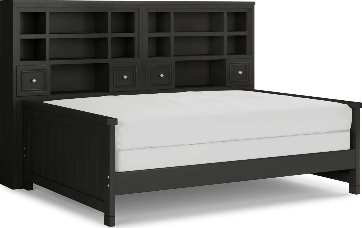 Kids Cottage Colors Black Full Bookcase Wall Bed