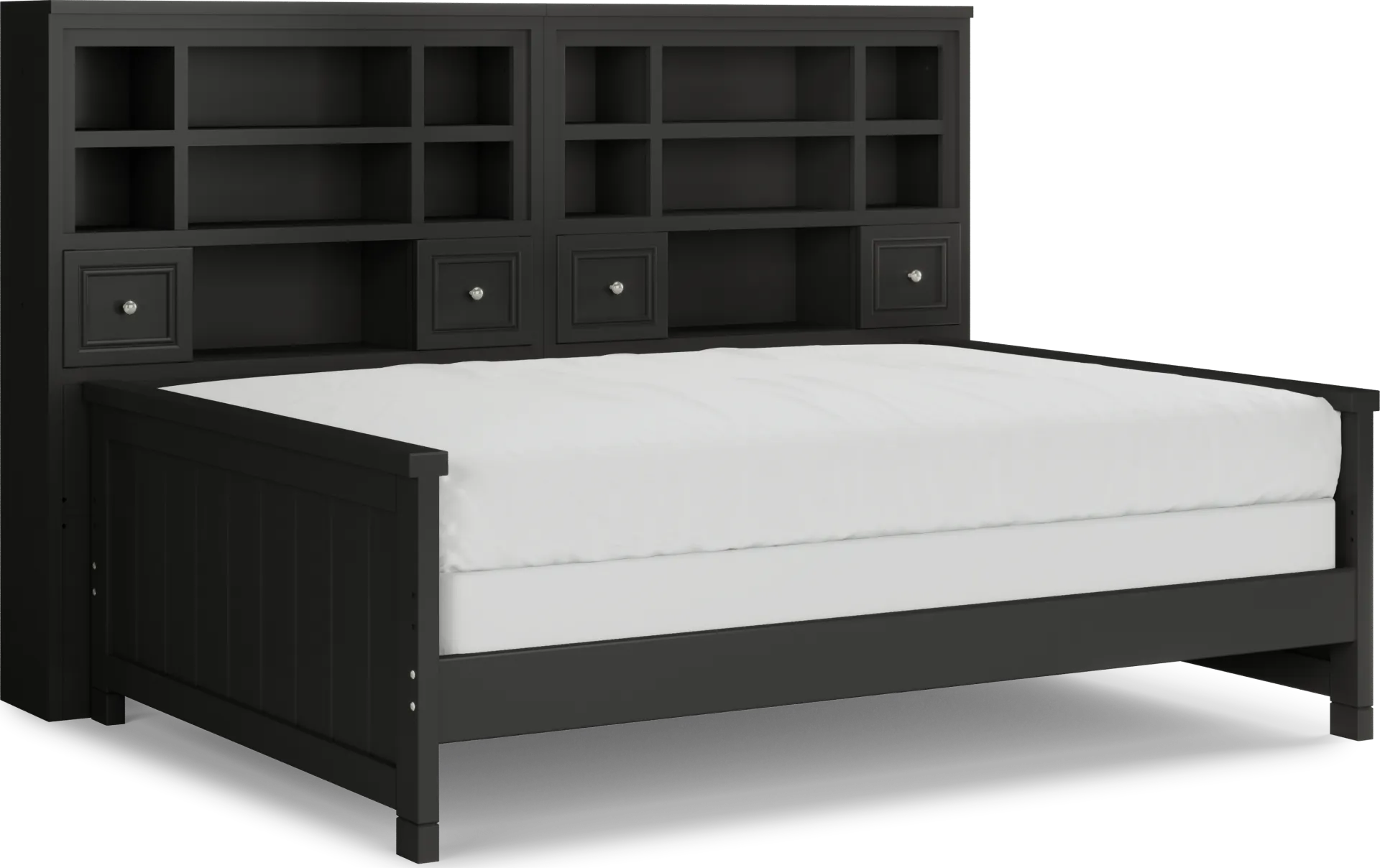 Kids Cottage Colors Black Full Bookcase Wall Bed - Image 1