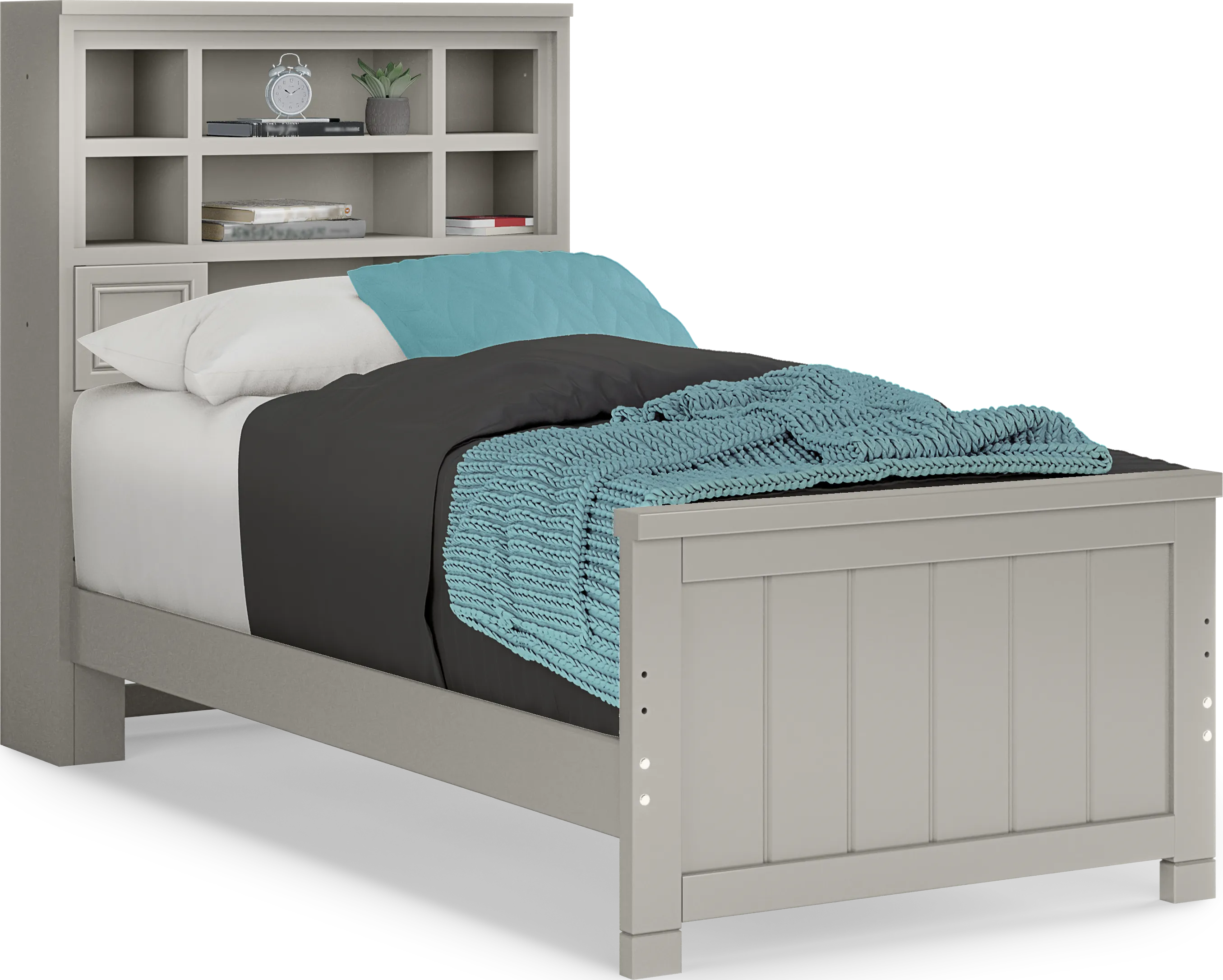 Kids Cottage Colors Gray Twin Bookcase Bed - Thumbnail - Image 1